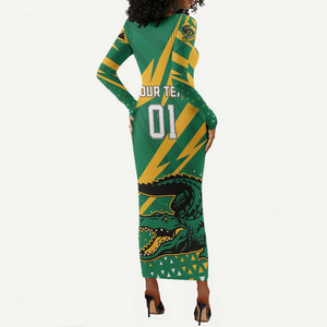 Custom Afro Jamaica Cricket Tallawahs Long Sleeve Bodycon Dress Fi Wi Tallawahs Champions