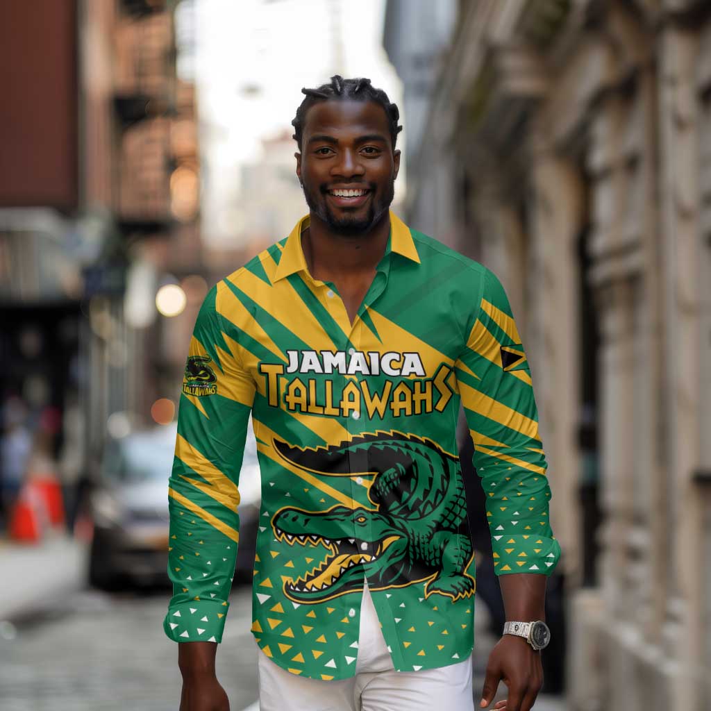 Custom Afro Jamaica Cricket Tallawahs Long Sleeve Button Shirt Fi Wi Tallawahs Champions