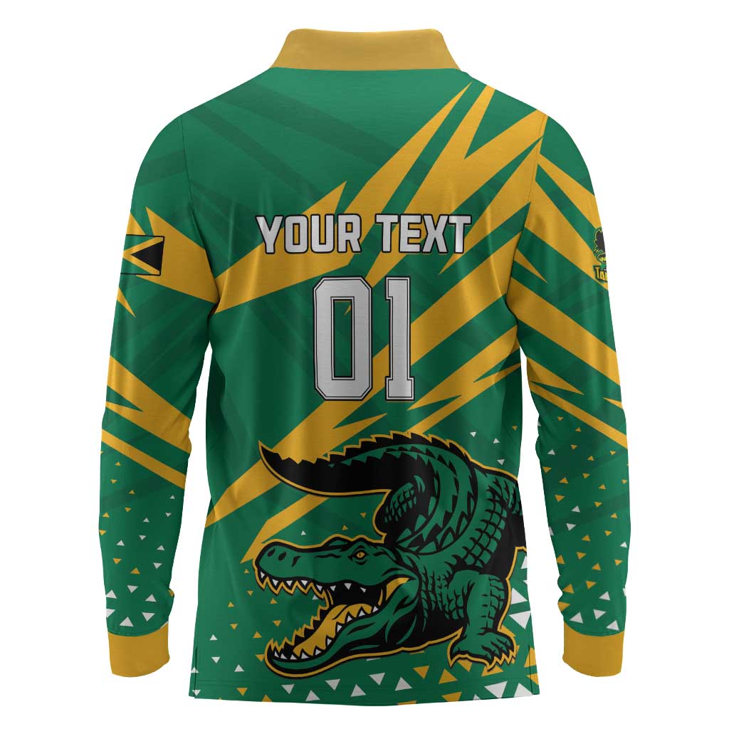 Custom Afro Jamaica Cricket Tallawahs Long Sleeve Polo Shirt Fi Wi Tallawahs Champions