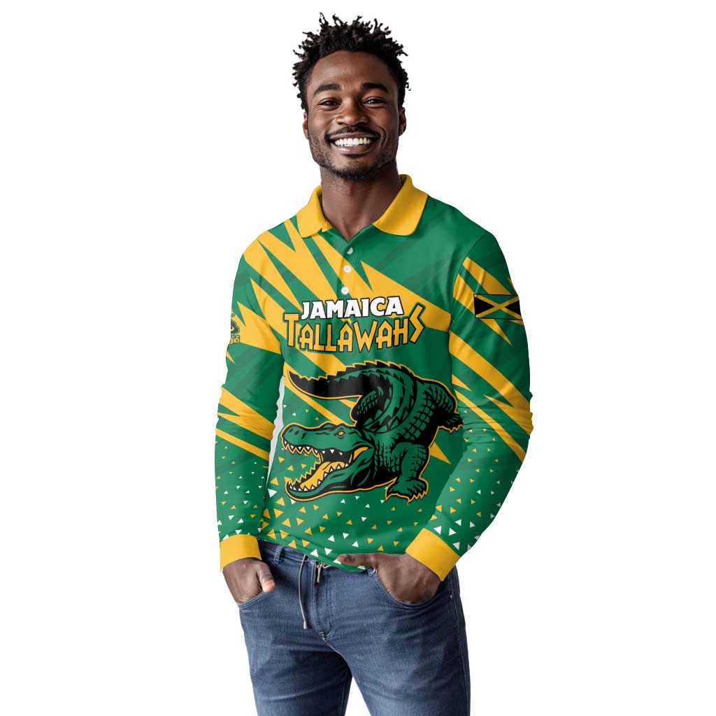 Custom Afro Jamaica Cricket Tallawahs Long Sleeve Polo Shirt Fi Wi Tallawahs Champions
