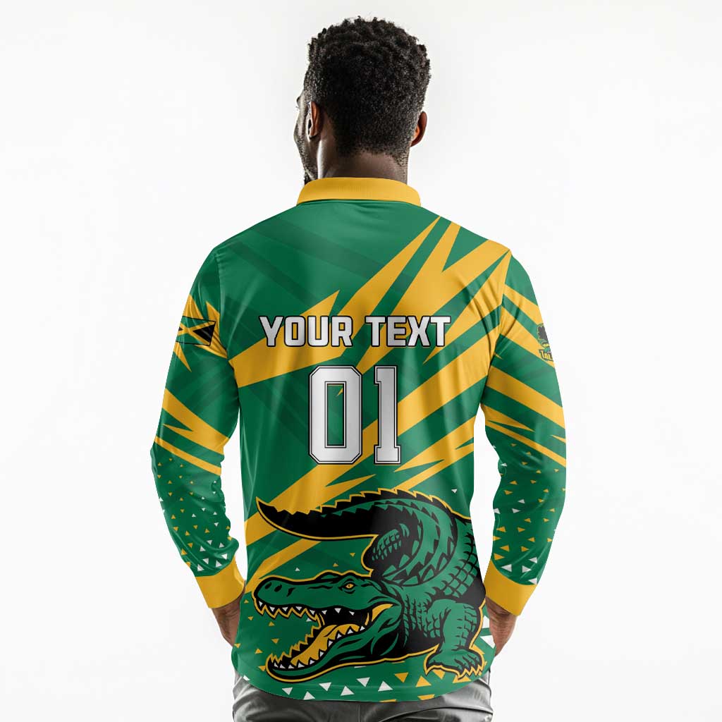 Custom Afro Jamaica Cricket Tallawahs Long Sleeve Polo Shirt Fi Wi Tallawahs Champions