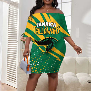 Custom Afro Jamaica Cricket Tallawahs Off Shoulder Short Dress Fi Wi Tallawahs Champions