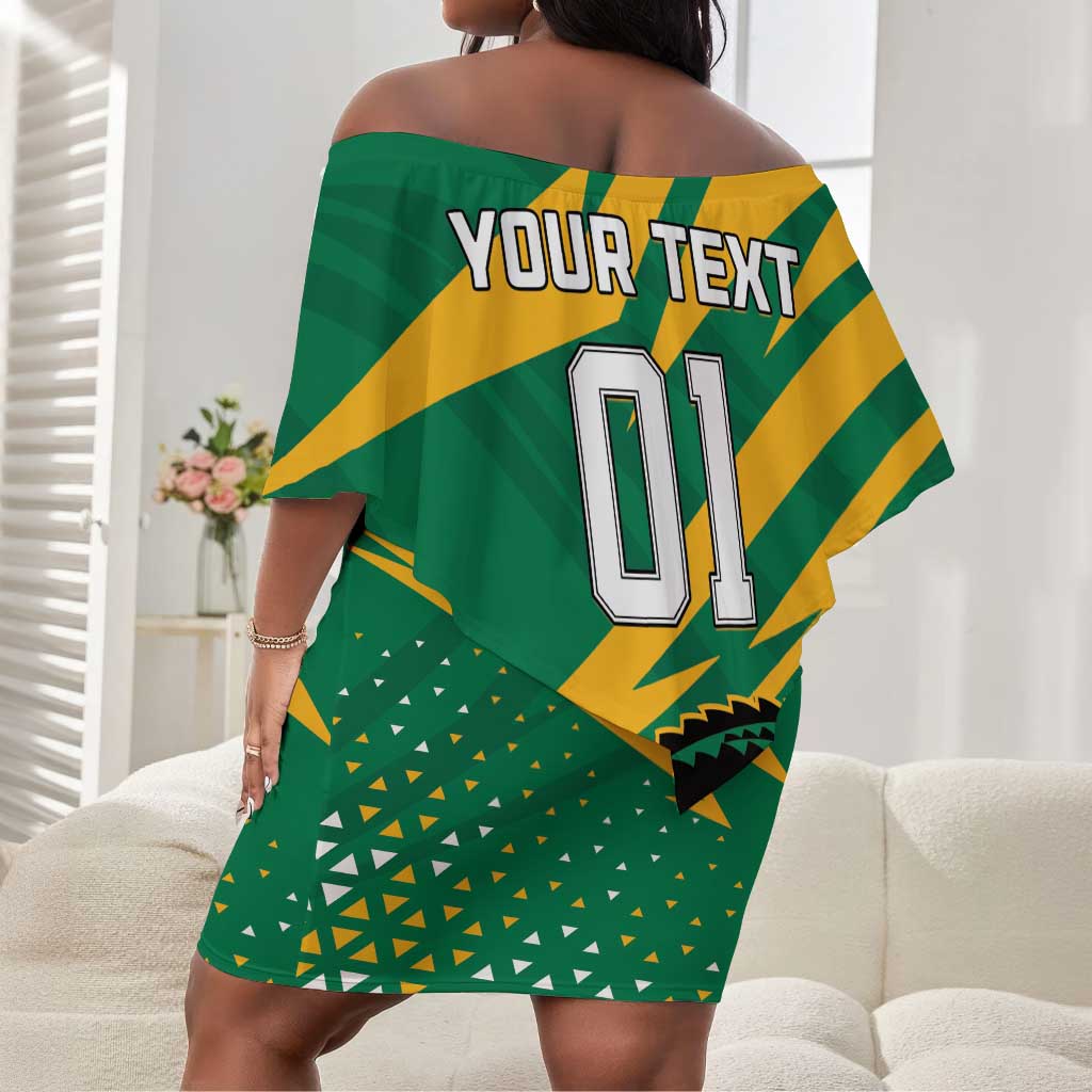 Custom Afro Jamaica Cricket Tallawahs Off Shoulder Short Dress Fi Wi Tallawahs Champions