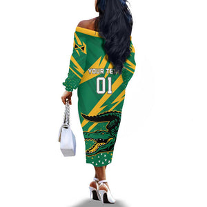 Custom Afro Jamaica Cricket Tallawahs Off The Shoulder Long Sleeve Dress Fi Wi Tallawahs Champions