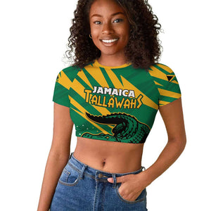 Custom Afro Jamaica Cricket Tallawahs Raglan Cropped T shirt Fi Wi Tallawahs Champions