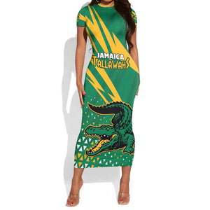 Custom Afro Jamaica Cricket Tallawahs Short Sleeve Bodycon Dress Fi Wi Tallawahs Champions