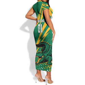 Custom Afro Jamaica Cricket Tallawahs Short Sleeve Bodycon Dress Fi Wi Tallawahs Champions