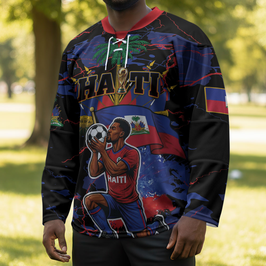 Personalized Haiti Soccer Pride Hockey Jersey Ayiti Nan Mondyal 2026