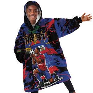 Personalized Haiti Soccer Pride Kid Wearable Blanket Hoodie Ayiti Nan Mondyal 2026