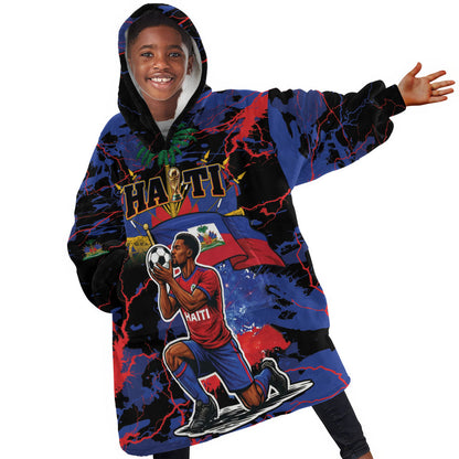 Personalized Haiti Soccer Pride Kid Wearable Blanket Hoodie Ayiti Nan Mondyal 2026
