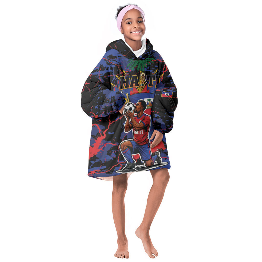 Personalized Haiti Soccer Pride Kid Wearable Blanket Hoodie Ayiti Nan Mondyal 2026