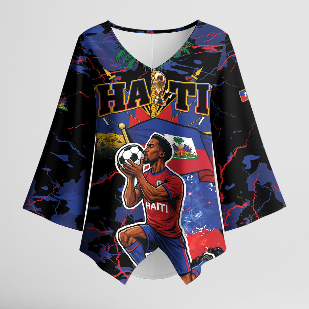 Personalized Haiti Soccer Pride Kimono Sleeve Blouse Ayiti Nan Mondyal 2026