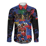 Personalized Haiti Soccer Pride Long Sleeve Button Shirt Ayiti Nan Mondyal 2026