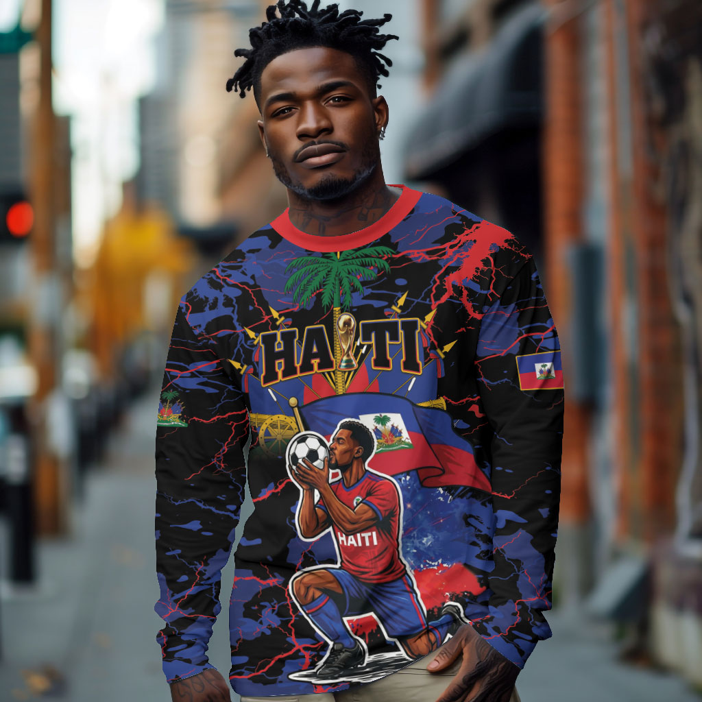 Personalized Haiti Soccer Pride Long Sleeve Shirt Ayiti Nan Mondyal 2026