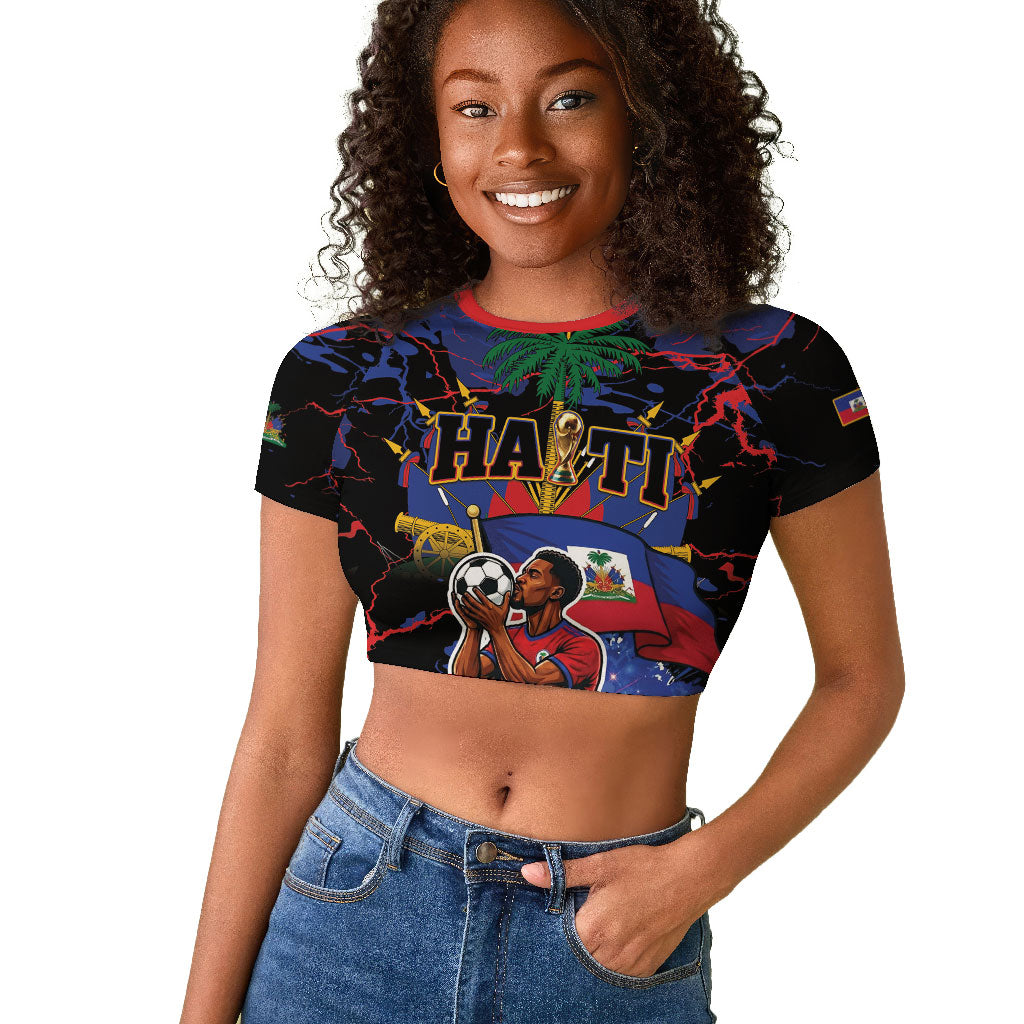 Personalized Haiti Soccer Pride Raglan Cropped T shirt Ayiti Nan Mondyal 2026