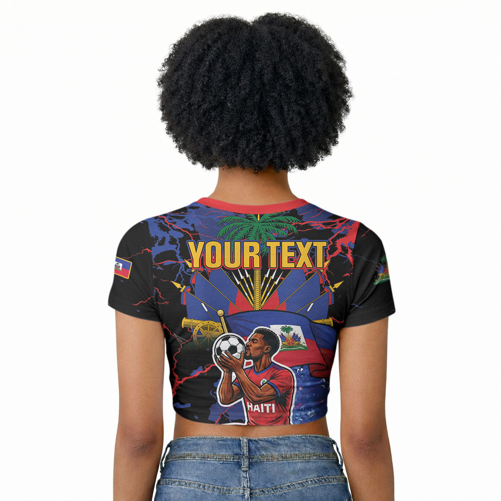 Personalized Haiti Soccer Pride Raglan Cropped T shirt Ayiti Nan Mondyal 2026
