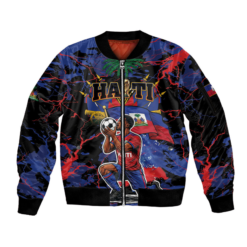 Personalized Haiti Soccer Pride Sleeve Zip Bomber Jacket Ayiti Nan Mondyal 2026