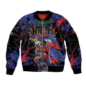 Personalized Haiti Soccer Pride Sleeve Zip Bomber Jacket Ayiti Nan Mondyal 2026