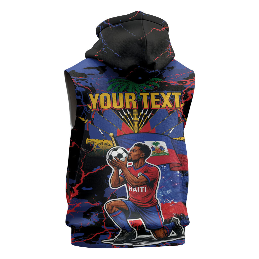 Personalized Haiti Soccer Pride Sleeveless Hoodie Ayiti Nan Mondyal 2026
