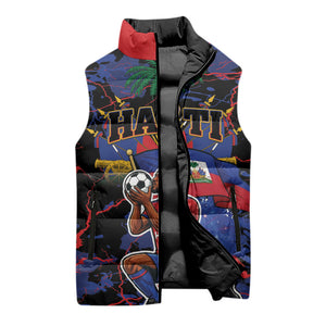 Personalized Haiti Soccer Pride Sleeveless Puffer Jacket Ayiti Nan Mondyal 2026