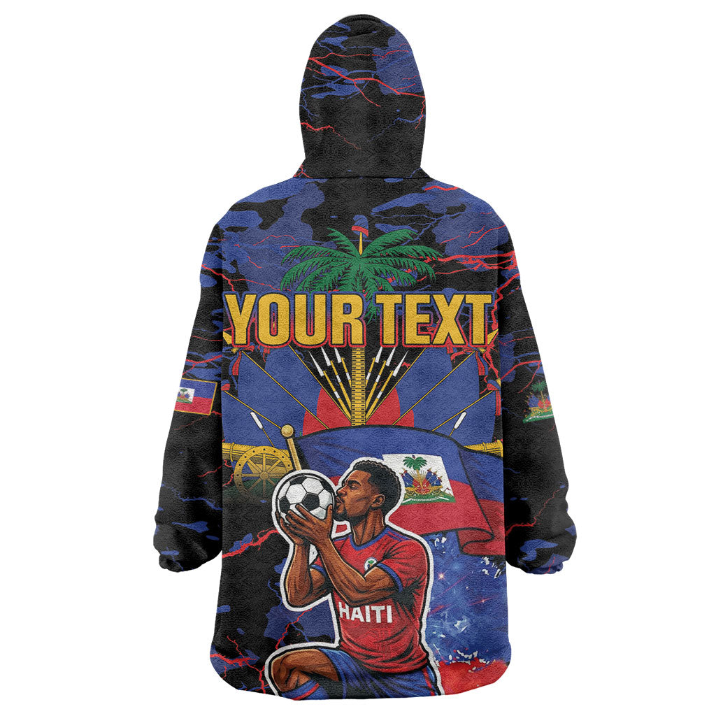 Personalized Haiti Soccer Pride Wearable Blanket Hoodie Ayiti Nan Mondyal 2026