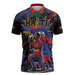 Personalized Haiti Soccer Pride Zipper Polo Shirt Ayiti Nan Mondyal 2026