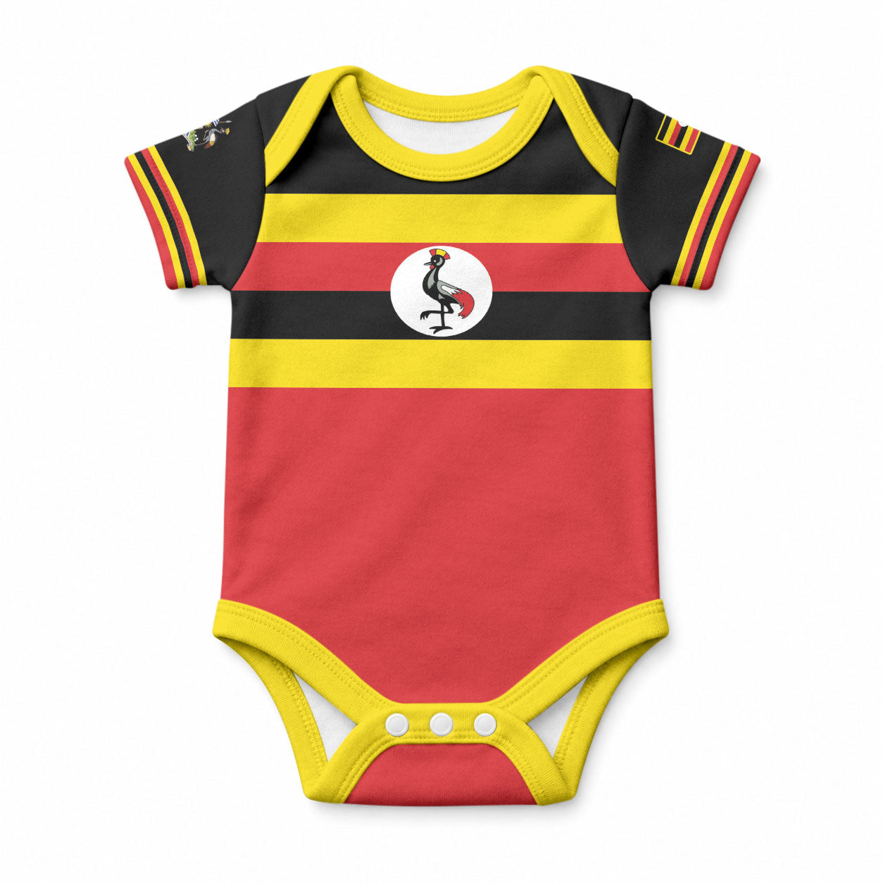 Uganda Flag Stylized Baby Onesie Jamhuri ya Uganda
