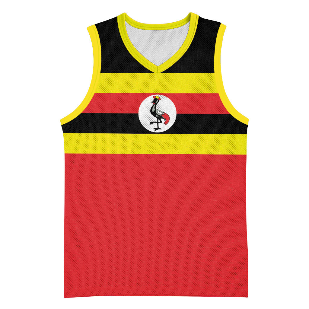 Uganda Flag Stylized Basketball Jersey Jamhuri ya Uganda
