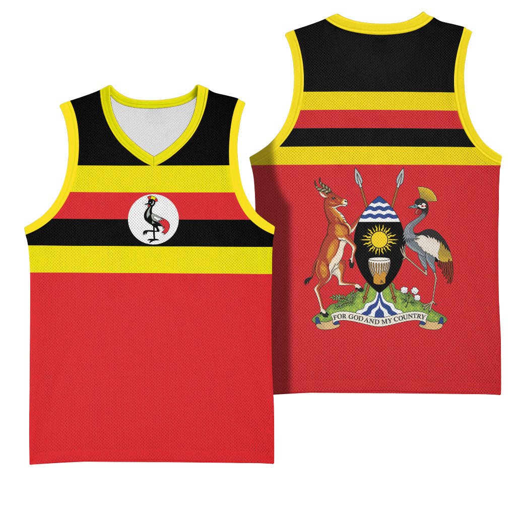 Uganda Flag Stylized Basketball Jersey Jamhuri ya Uganda