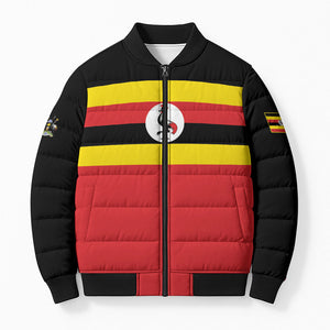 Uganda Flag Stylized Bomber Puffer Jacket Jamhuri ya Uganda
