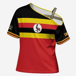 Uganda Flag Stylized Cross Shoulder Shirt Jamhuri ya Uganda