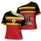 Uganda Flag Stylized Cross Shoulder Shirt Jamhuri ya Uganda