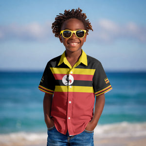 Uganda Flag Stylized Kid Hawaiian Shirt Jamhuri ya Uganda