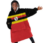 Uganda Flag Stylized Kid Wearable Blanket Hoodie Jamhuri ya Uganda