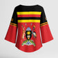 Uganda Flag Stylized Kimono Sleeve Blouse Jamhuri ya Uganda