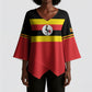 Uganda Flag Stylized Kimono Sleeve Blouse Jamhuri ya Uganda