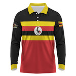Uganda Flag Stylized Long Sleeve Polo Shirt Jamhuri ya Uganda
