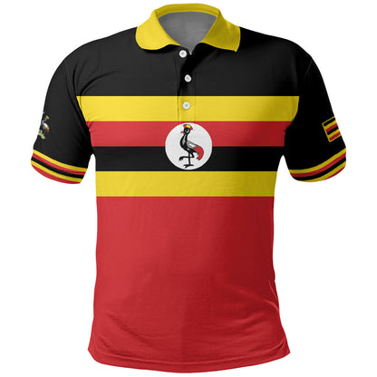 Uganda Flag Stylized Polo Shirt Jamhuri ya Uganda