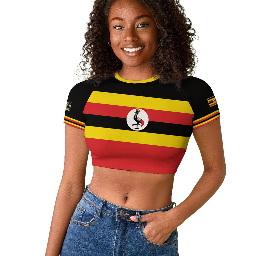 Uganda Flag Stylized Raglan Cropped T shirt Jamhuri ya Uganda