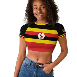 Uganda Flag Stylized Raglan Cropped T shirt Jamhuri ya Uganda