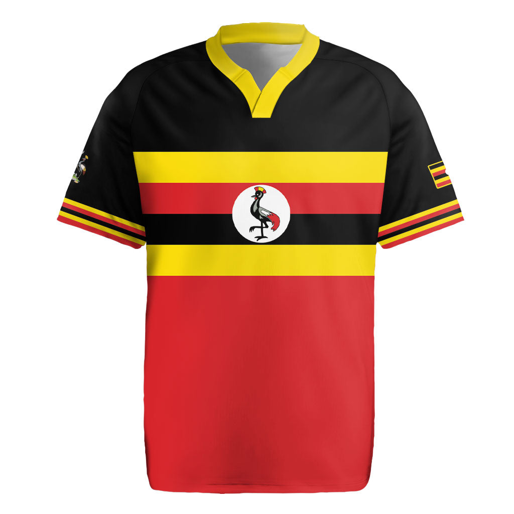 Uganda Flag Stylized Rugby Jersey Jamhuri ya Uganda