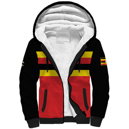 Uganda Flag Stylized Sherpa Hoodie Jamhuri ya Uganda