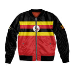 Uganda Flag Stylized Sleeve Zip Bomber Jacket Jamhuri ya Uganda