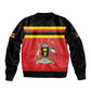 Uganda Flag Stylized Sleeve Zip Bomber Jacket Jamhuri ya Uganda