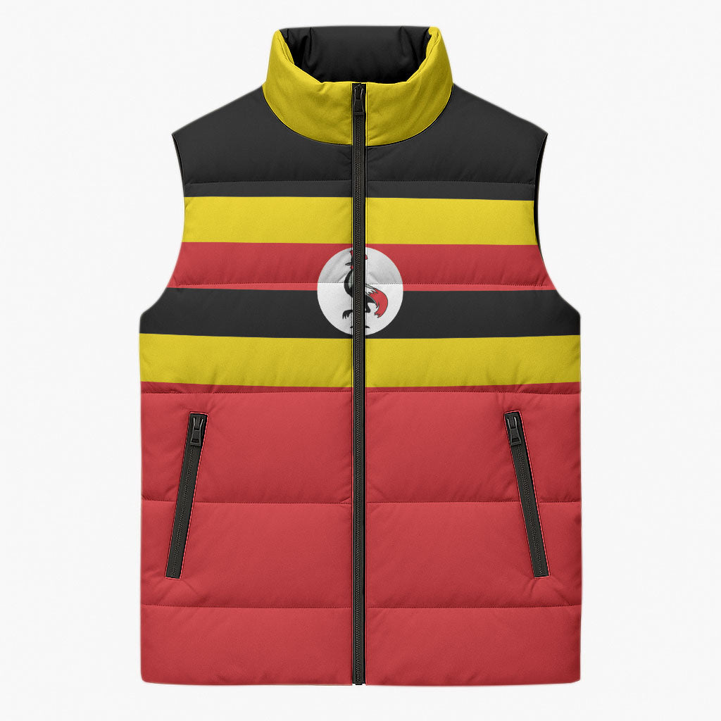 Uganda Flag Stylized Sleeveless Puffer Jacket Jamhuri ya Uganda