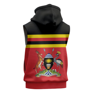 Uganda Flag Stylized Sleeveless Zip Hoodie Jamhuri ya Uganda