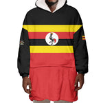 Uganda Flag Stylized Wearable Blanket Hoodie Jamhuri ya Uganda