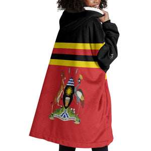 Uganda Flag Stylized Wearable Blanket Hoodie Jamhuri ya Uganda