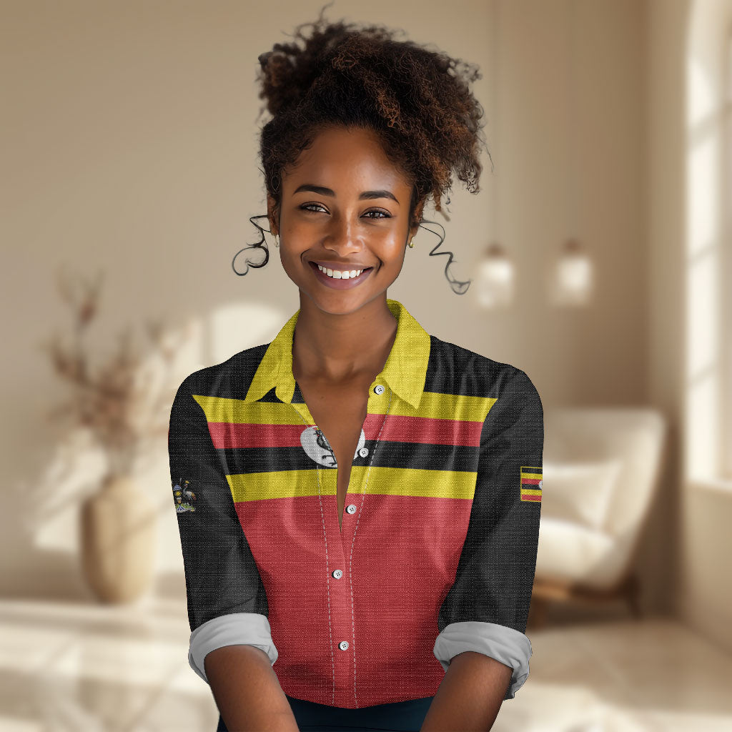 Uganda Flag Stylized Women Casual Shirt Jamhuri ya Uganda