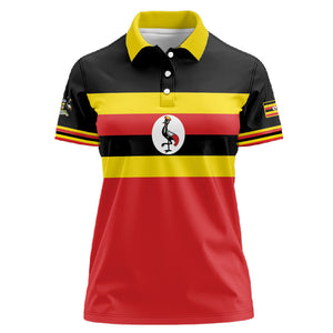 Uganda Flag Stylized Women Polo Shirt Jamhuri ya Uganda